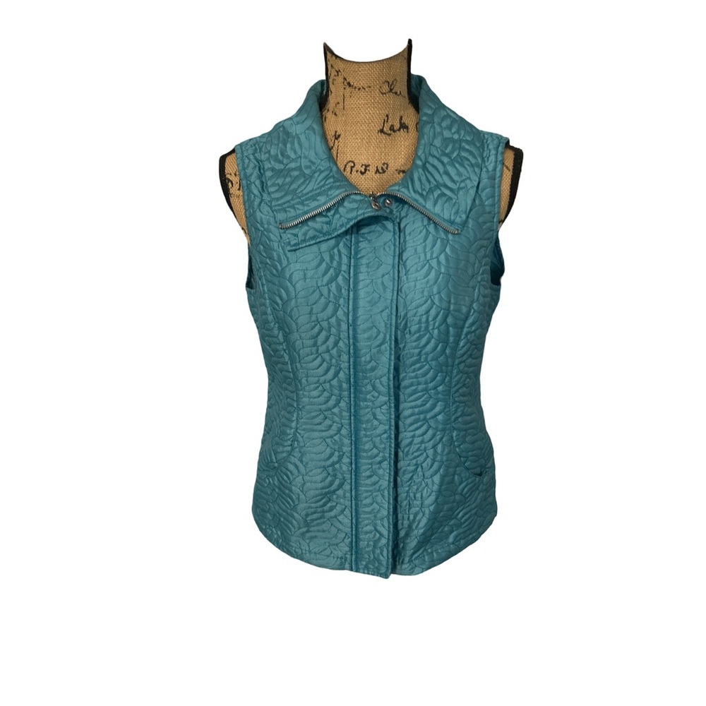 Chicos Womens Quilted Vest Size 1 (M) Teal Green Packable Puffer Jacket - Picture 3 of 10